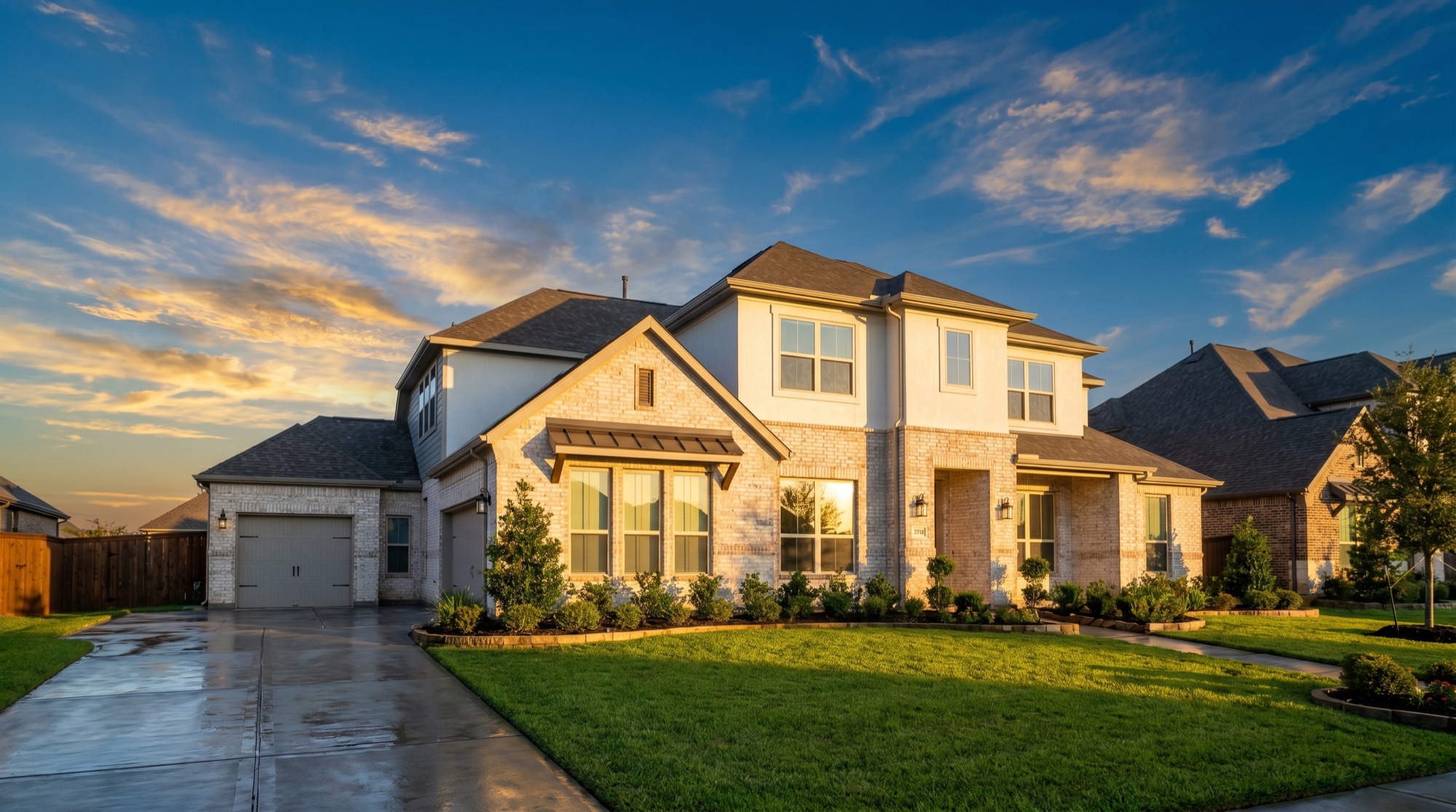 A freshly cleaned North Houston home at golden hour